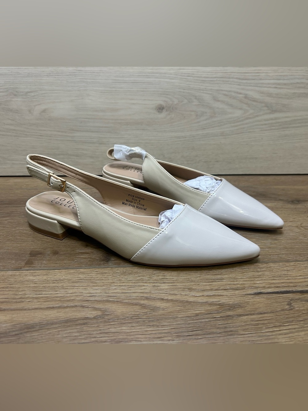 NEW Journee Collection Women's Bertie Off White Slip On Sling Back Flats 6